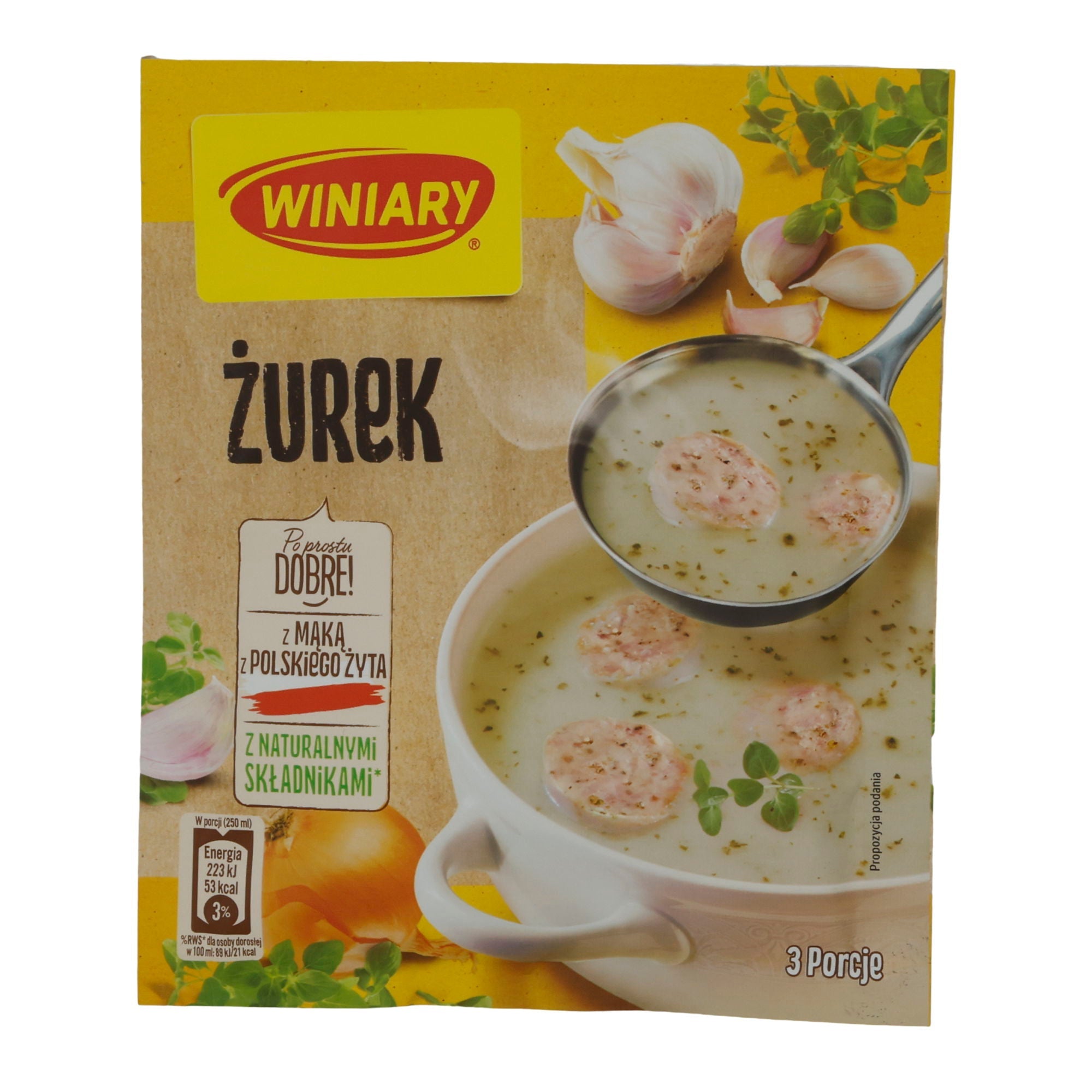 Saureteig-Trockensuppe Winiary Żurek | Suppe | Traditionelle polnische Sauerteigsuppe für 3 Portionen | 49 g WINIARY